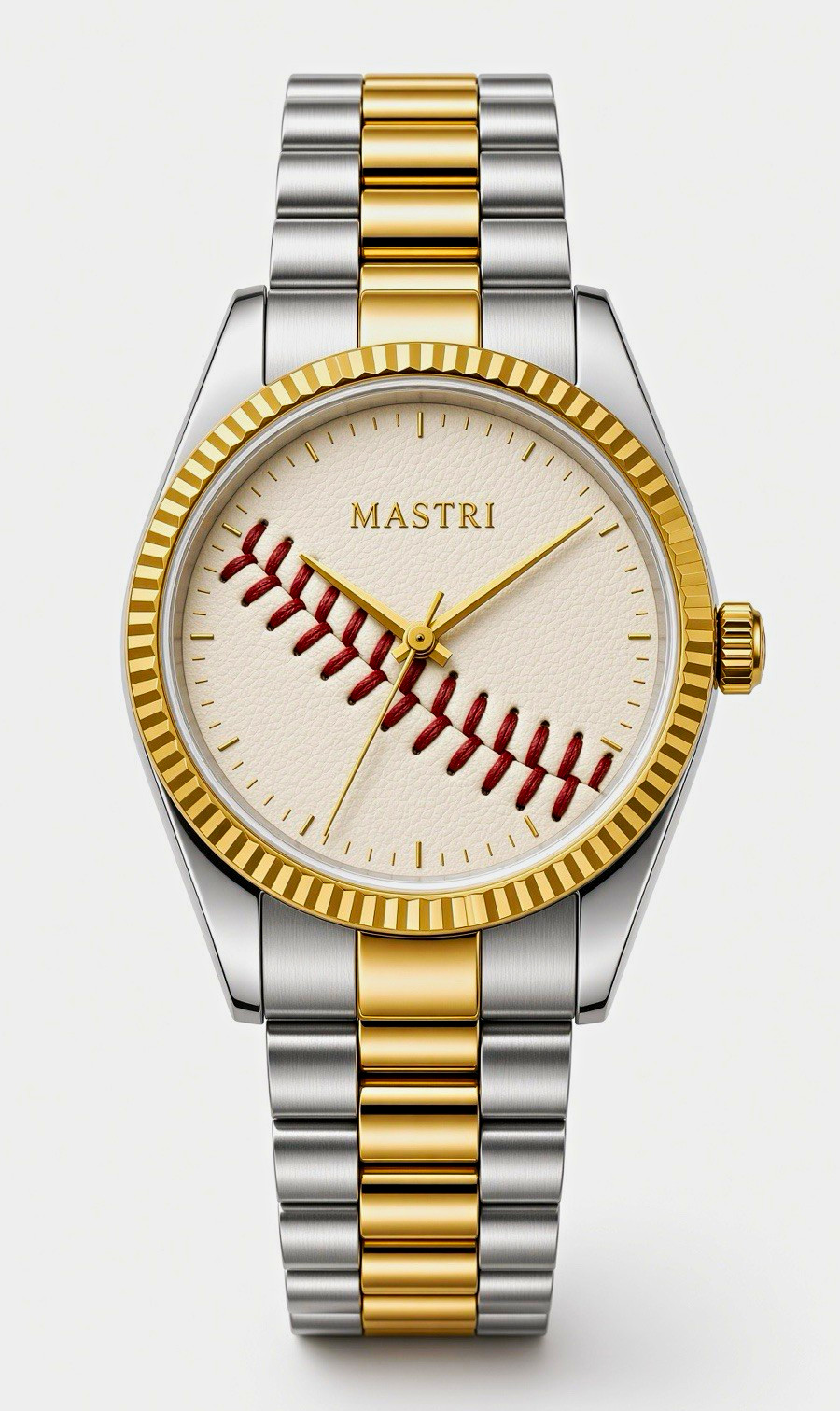 MASTRI Catena Quartz Watch Two-Tone Stainless Bracelet White/Red Dial 30mm
