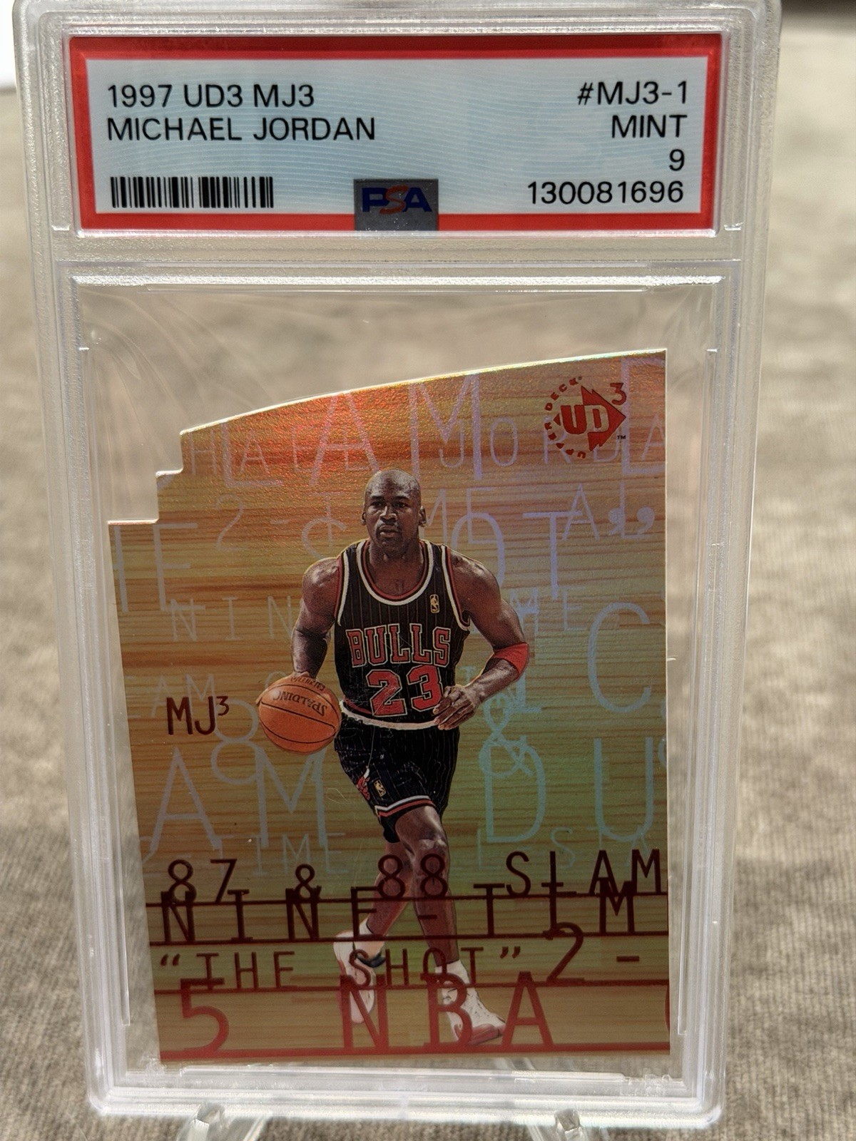 1997 UD3 MJ3 Michael Jordan #MJ3-1 Die Cut PSA 9 MINT Bulls Rare Insert 1997 UD3 MJ3 Michael Jordan #MJ3-1 Die Cut PSA 9 MINT Bulls Rare Insert