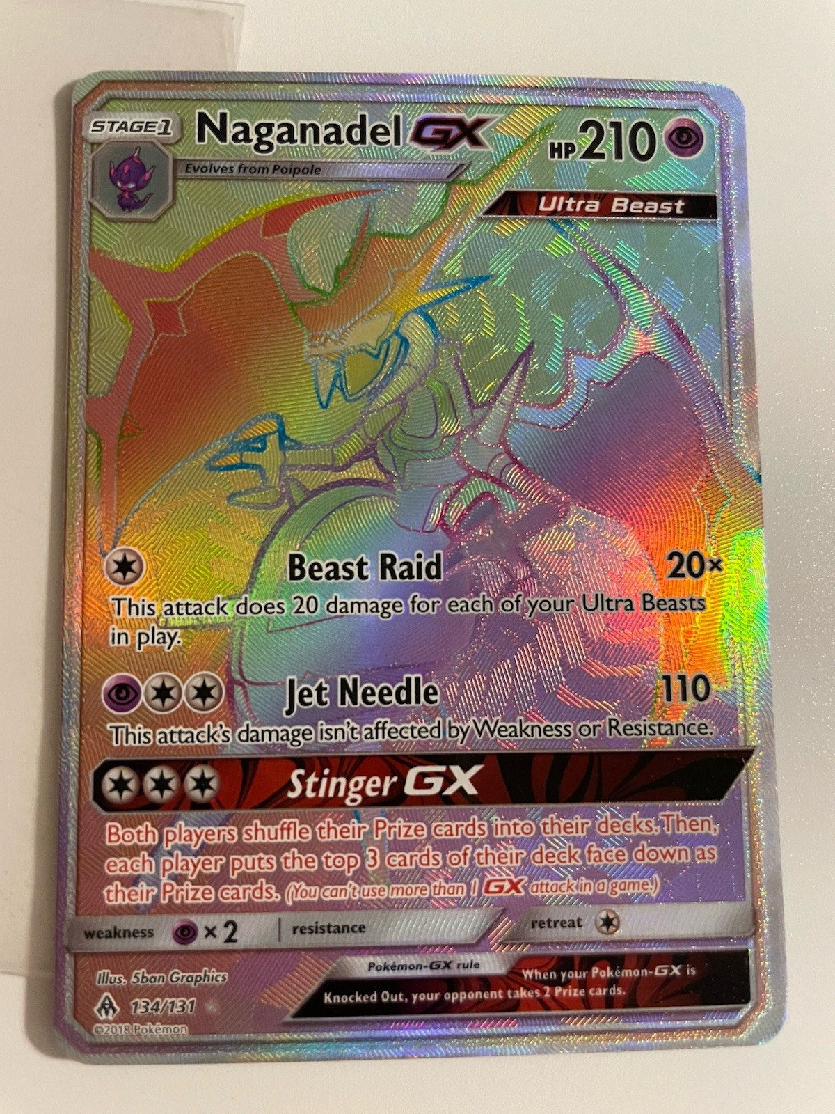 Naganadel GX (Secret) 134/131 Sm-Forbidden Light Holo Naganadel GX (Secret) 134/131 Sm-Forbidden Light Holo