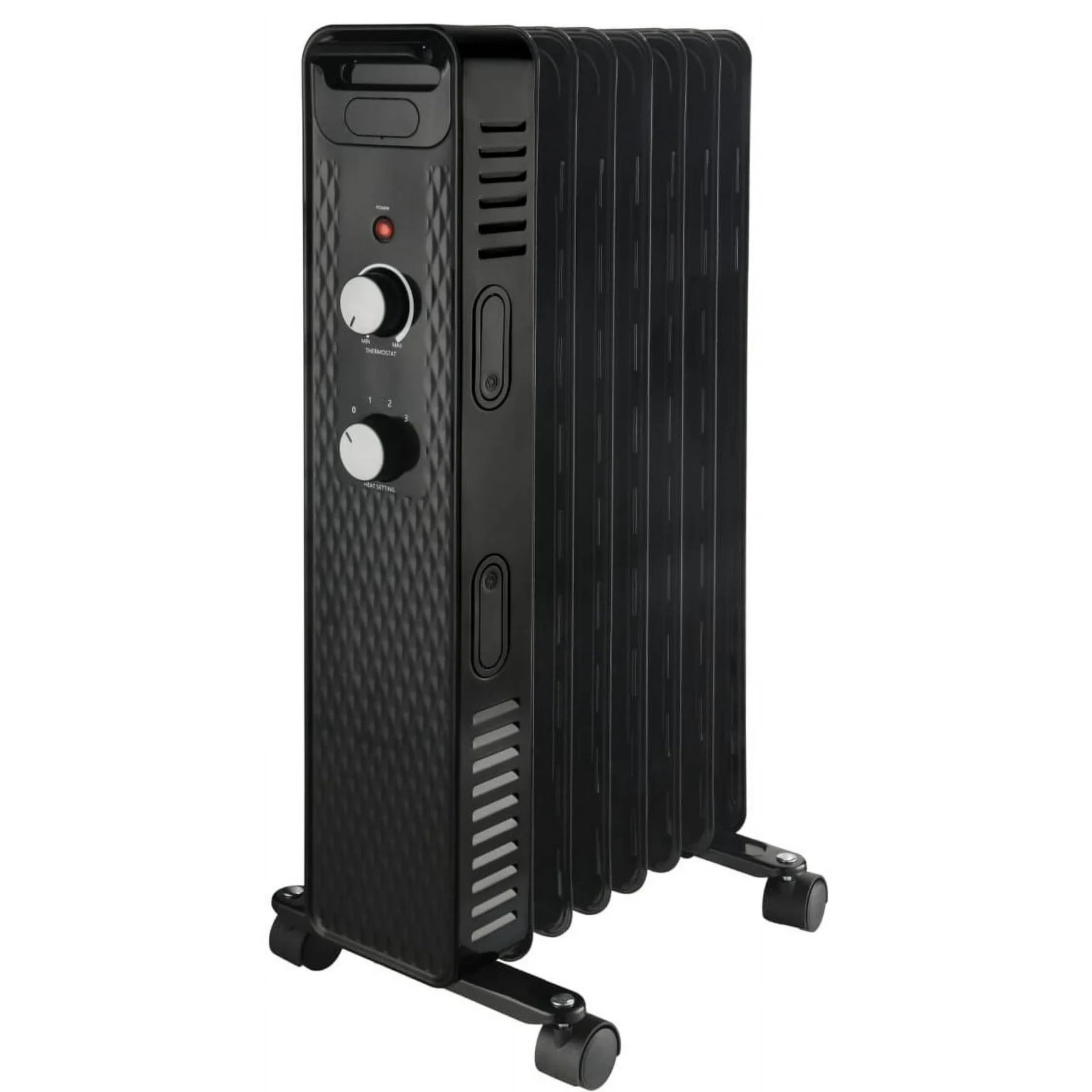1500W Mainstays Mechanical Oil Filled Electric Radiator Heater Black Open Box 1500W Mainstays Mechanical Oil Filled Electric Radiator Heater Black Open Box