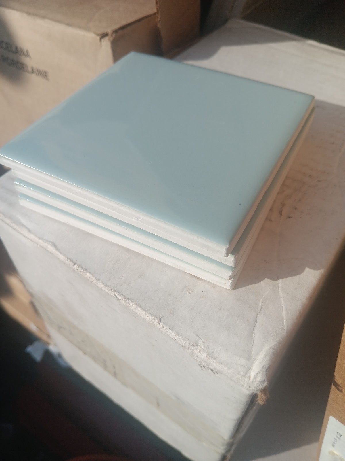 24 Tiles (3 ft²) - Glossy Spa Blue 4x4 Ceramic Subway Tile..Vintage/Retro 