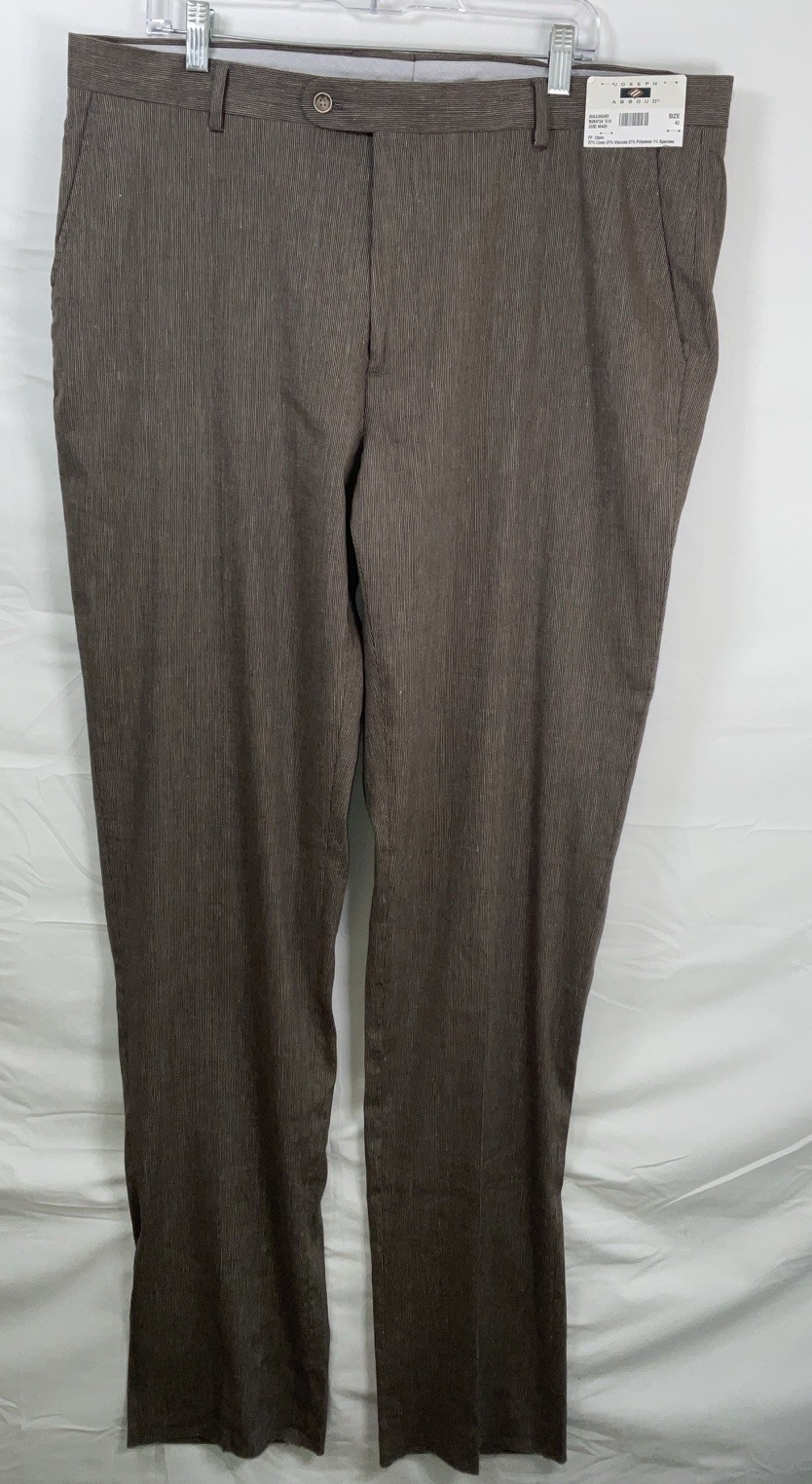 NWT Joseph Abboud Heritage Nova Fides Linen Blend Dress Pants Sand Sz 40 Raw Hem