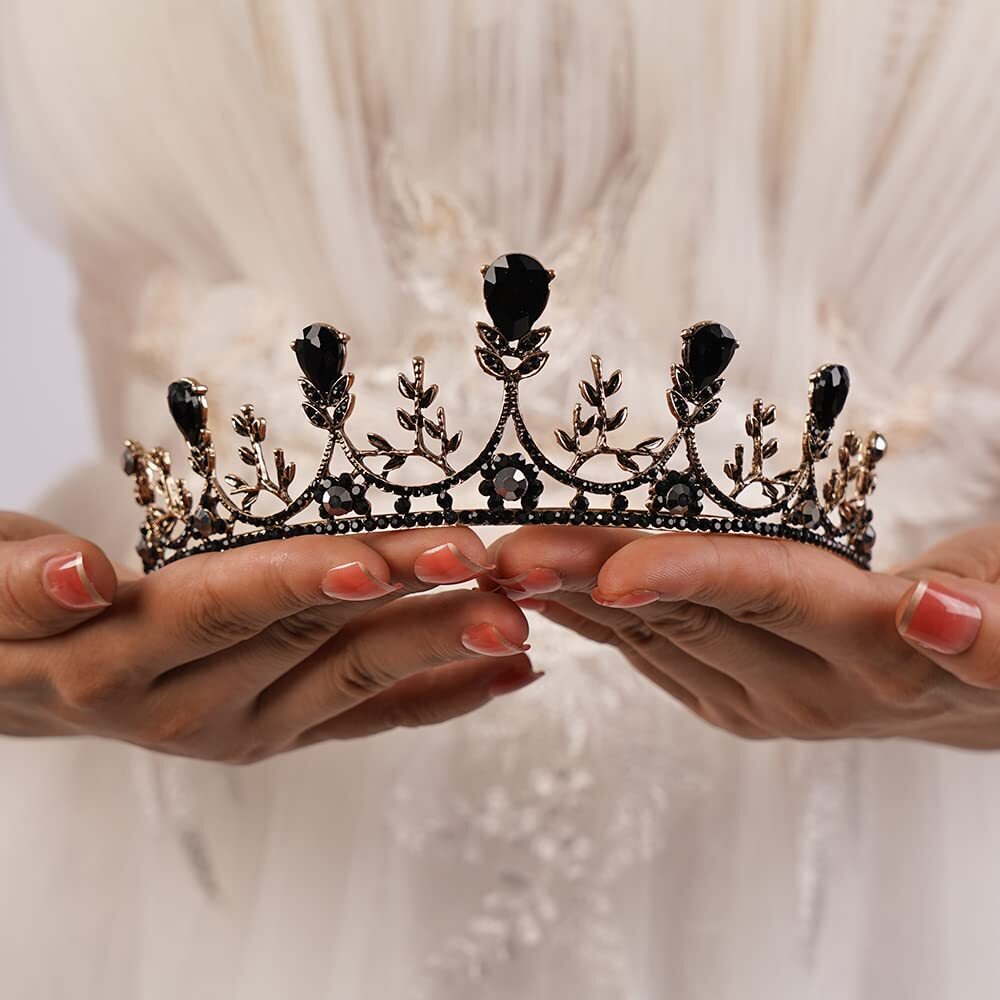 Black Tiaras and Crowns for Women Baroque Queen Crowns for Halloween Costume ...
