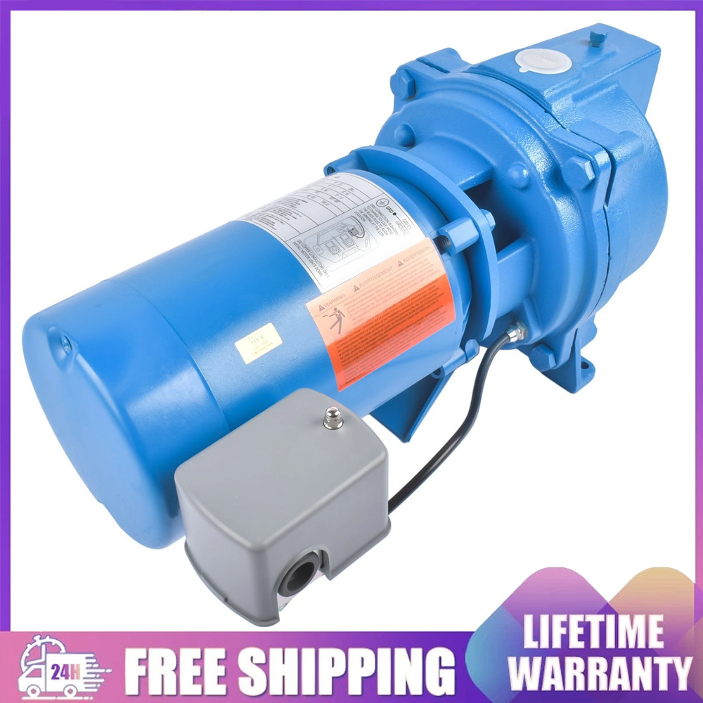 NEW J5S 1/2 HP CAST IRON SHALLOW WATER WELL JET PUMP 115/230V - BLUE