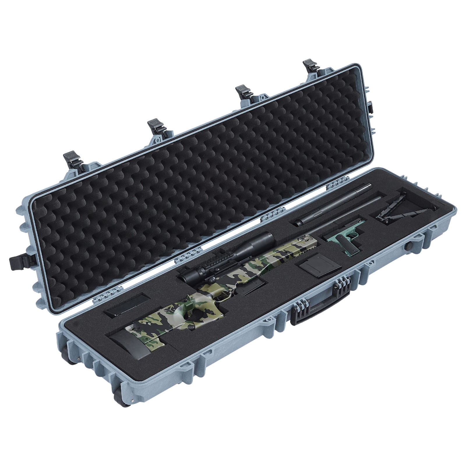 Uimoso Hard Rifle Case 50 in Gun Storage Case IP67 Waterproof & Dustproof Grey