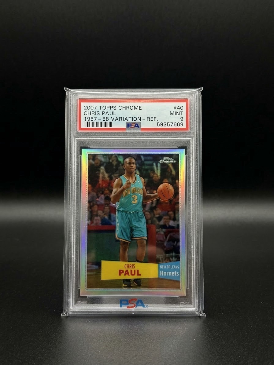 2007-08 Topps Chrome Chris Paul 1957-58 Variation Refractor /999 Hornets PSA 9 2007-08 Topps Chrome Chris Paul 1957-58 Variation Refractor /999 Hornets PSA 9