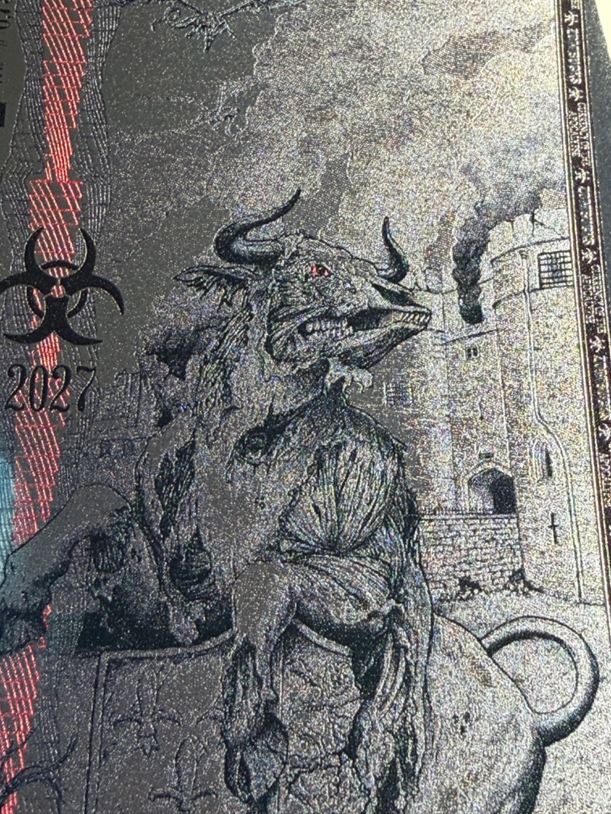 1 X ZomBucks ZOMBULL 2027, UNC Aurum SilverBack .999 PURE Silver 1/1000 Troy oz.