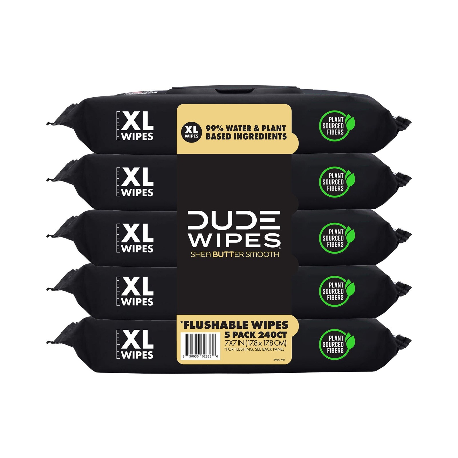 DUDE Flushable Wipes Extra Large Shea Butter Wet Wipes 240 Count DUDE Flushable Wipes Extra Large Shea Butter Wet Wipes 240 Count