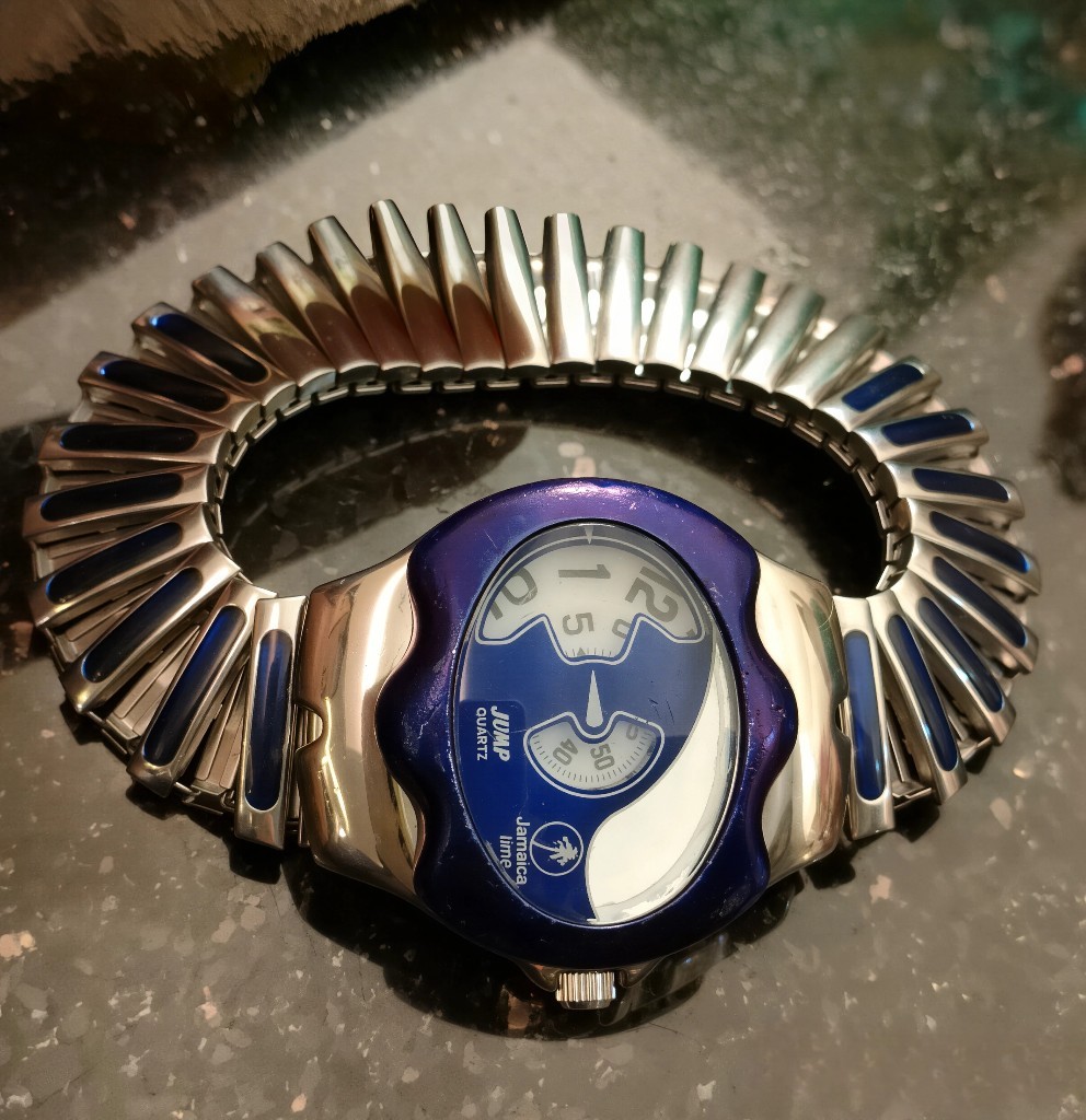 1990s Vintage Rare Jamaica Time Quartz Japanese Jump Hour