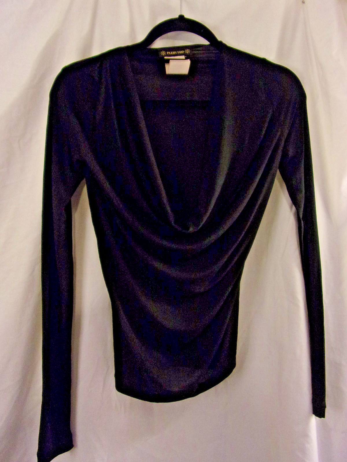 Ladies Plein Sud Black Semi Sheer Long Sleeve Scoop Neck Blouse Y2K S 36 Ladies Plein Sud Black Semi Sheer Long Sleeve Scoop Neck Blouse Y2K S 36