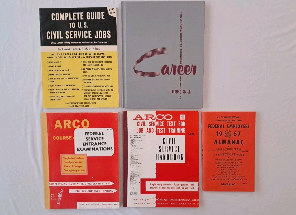 Vintage Civil Service & Career Book Lot 1954-1967 Arco Federal Employee Manuals