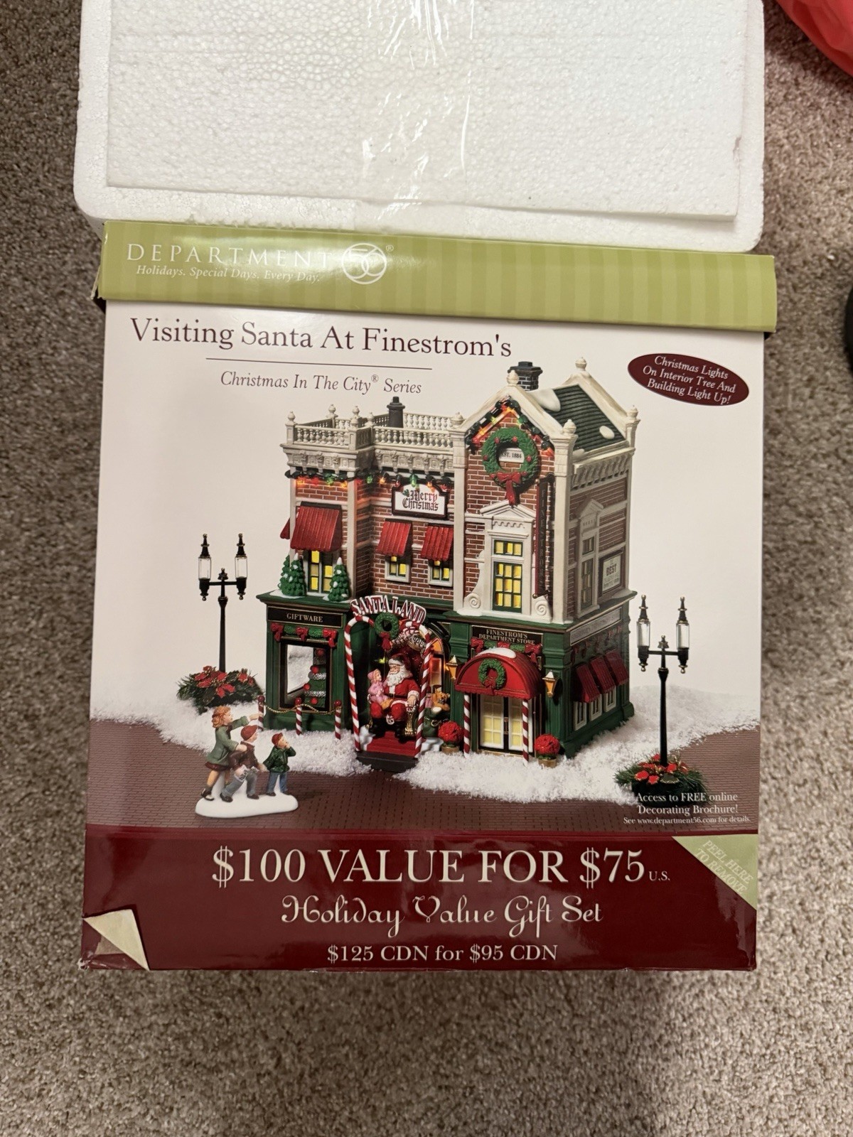 Department 56 Christmas Village , Visiting Santa At Finestrom’s Brand New In Box