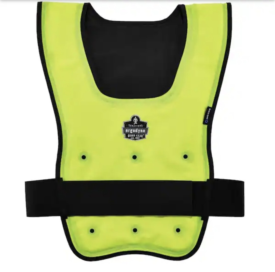 Ergodyne Unisex Dry Evaporative Cooling Vest L/XL Elastic Waist Nylon in Lime