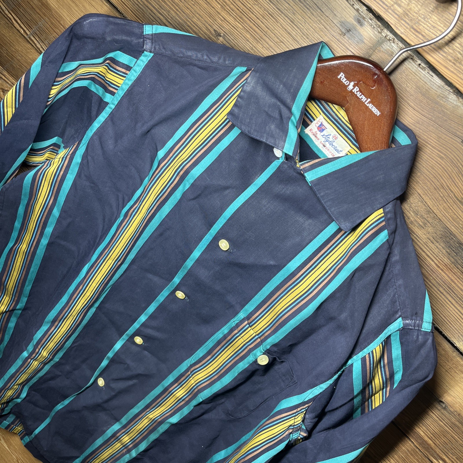 VTG 50s 60s Loop Collar Kaynee Sanforized LS Western Shirt Men Striped M VTG 50s 60s Loop Collar Kaynee Sanforized LS Western Shirt Men Striped M