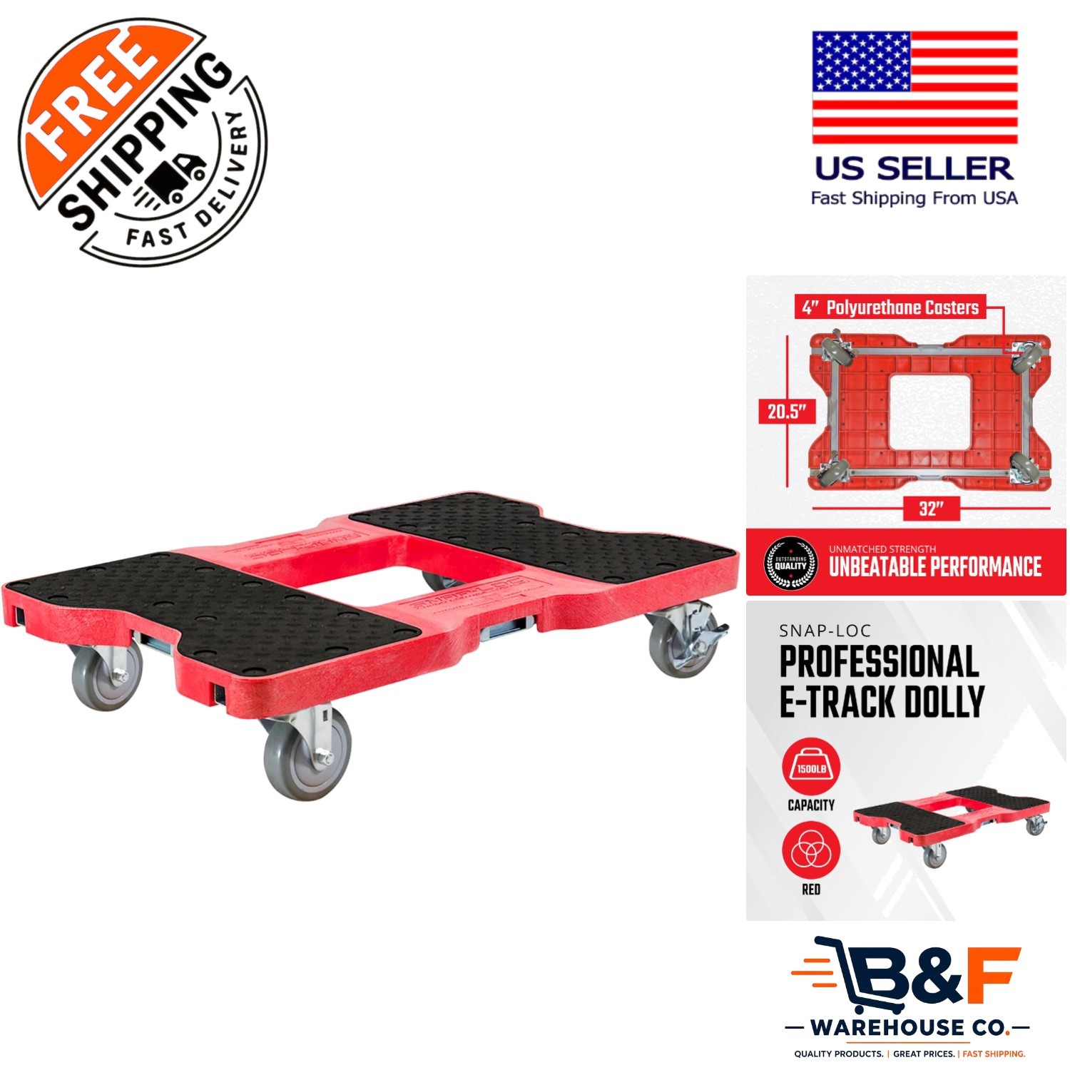 Versatile 4-Wheel Furniture Moving Dolly, 1500 lb Capacity, E-Strap Included Versatile 4-Wheel Furniture Moving Dolly, 1500 lb Capacity, E-Strap Included