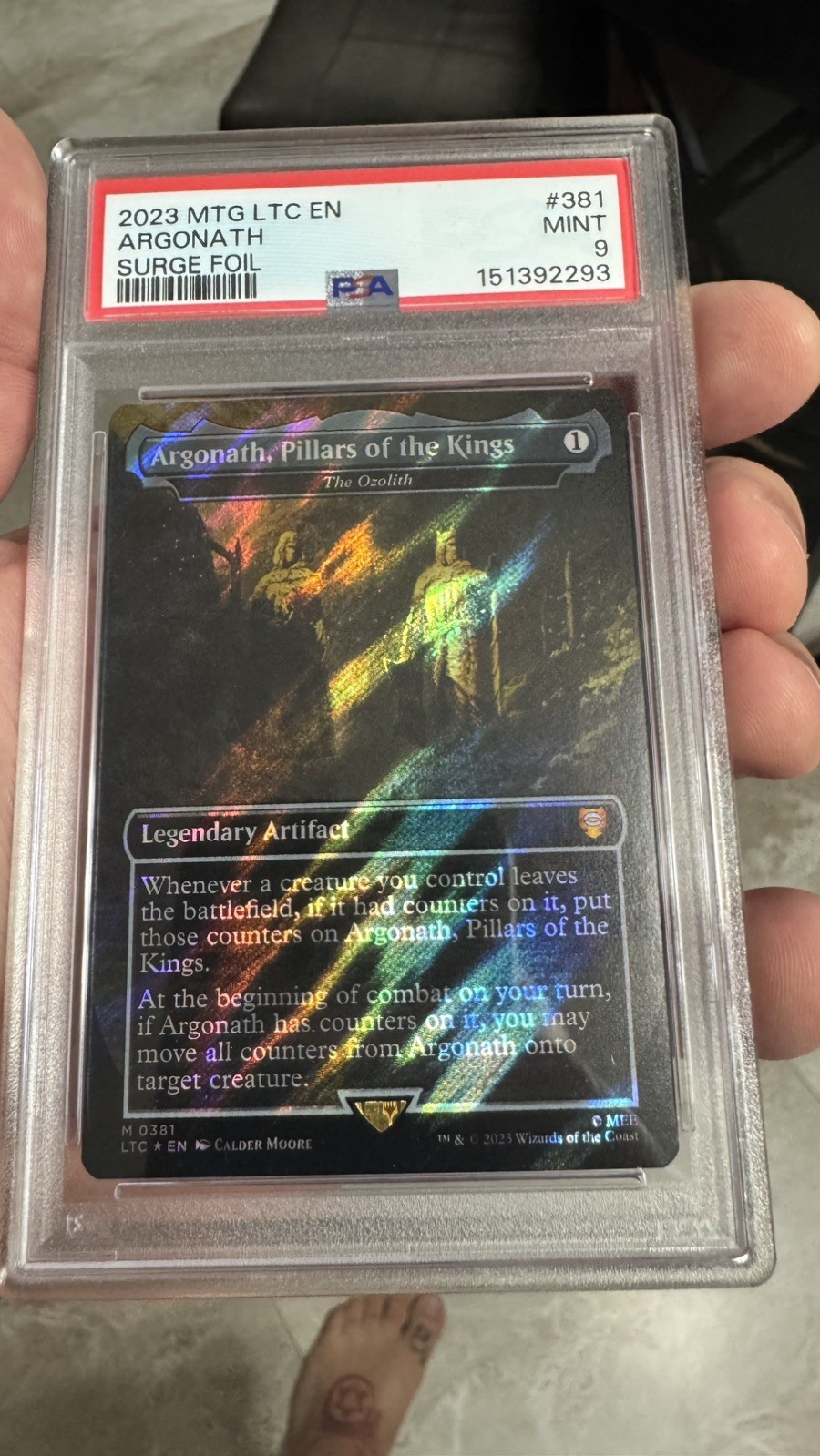Argonath, Pillars of the Kings, M 0381, Surge Foil, MTG LotR Lord Rings LTC PSA9 Argonath, Pillars of the Kings, M 0381, Surge Foil, MTG LotR Lord Rings LTC PSA9