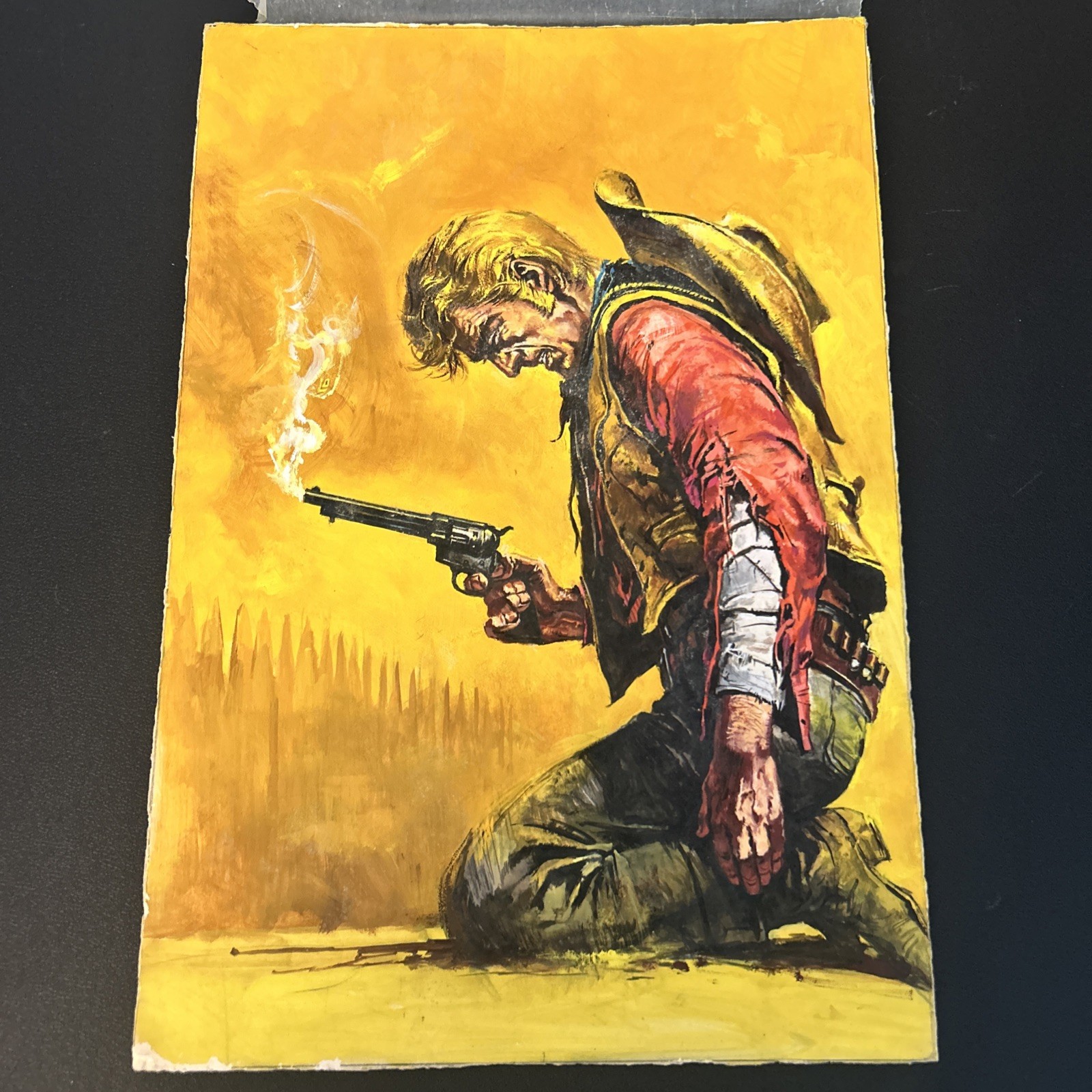 ORIGINAL Lonati Rodeo Western #460 Cover Art German Pulp Painting Cowboy 10x15 ORIGINAL Lonati Rodeo Western #460 Cover Art German Pulp Painting Cowboy 10x15