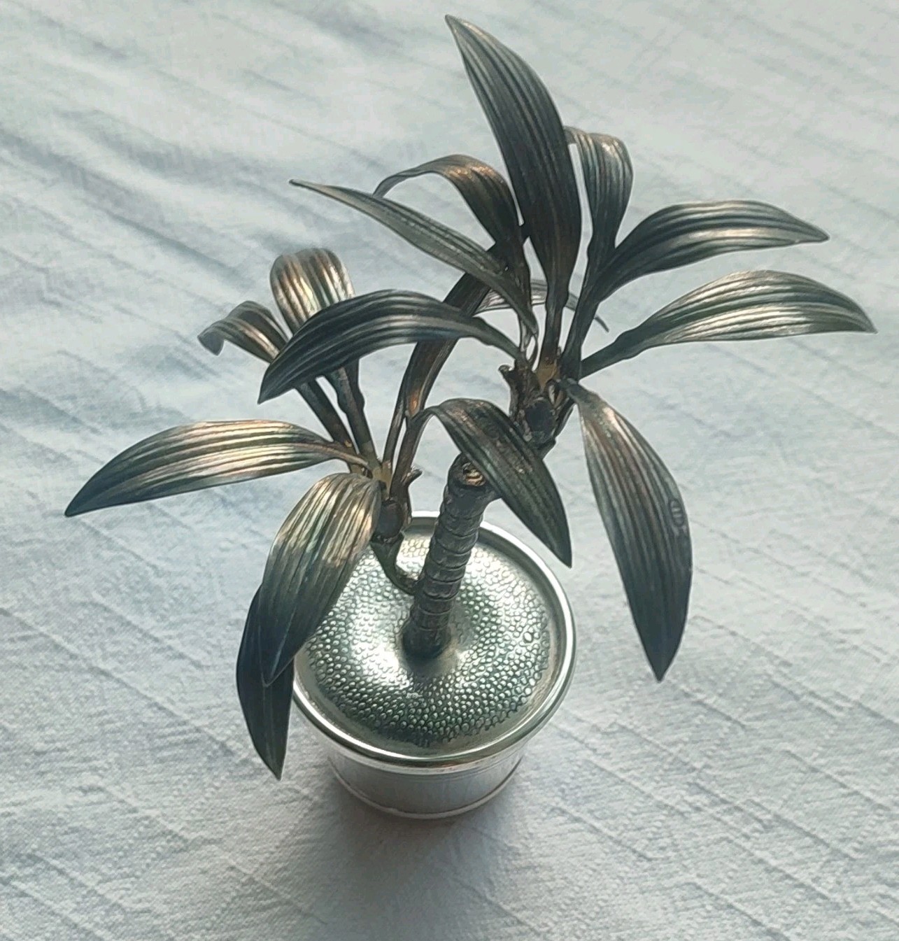 Antique 800 Sterling Silver Miniature Palm Tree Plant Medusa Gold Arezzo Italy Antique 800 Sterling Silver Miniature Palm Tree Plant Medusa Gold Arezzo Italy