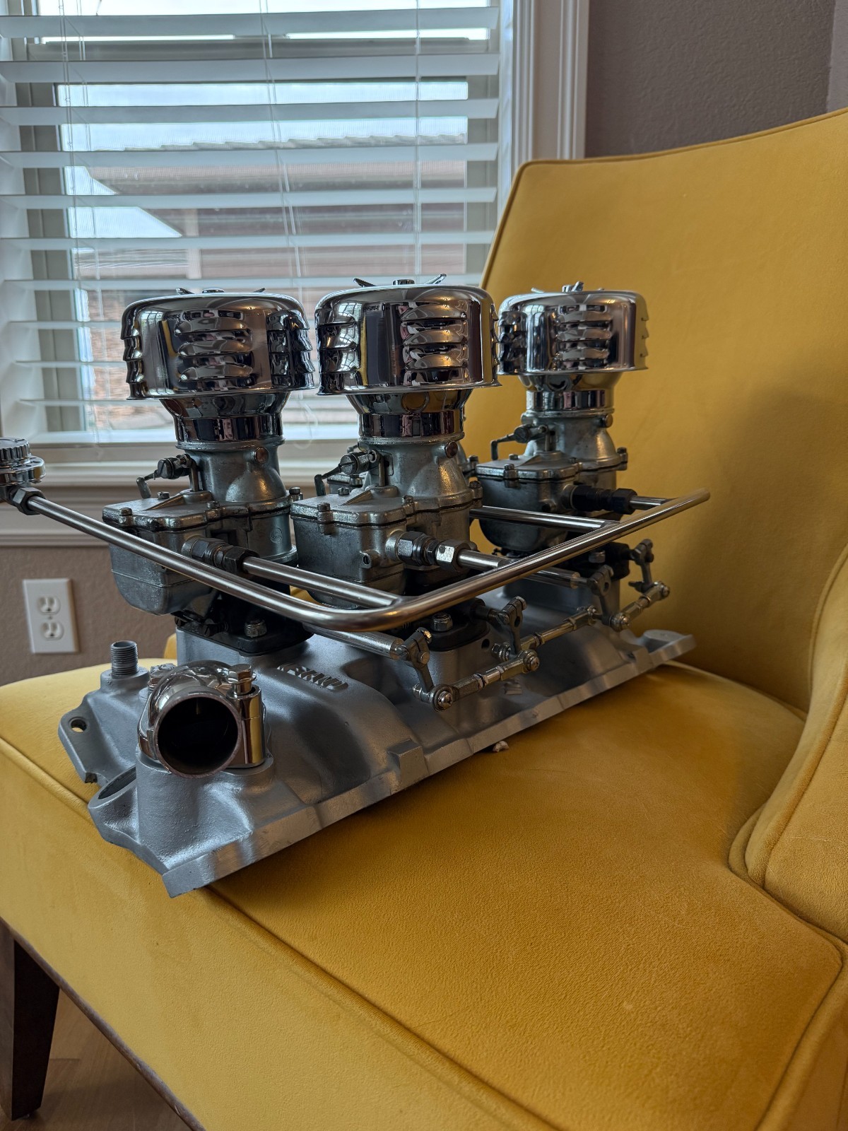 Rare Weiand WC4D SBC 4x2 Stromberg Carb Intake Complete Small Block Chevy