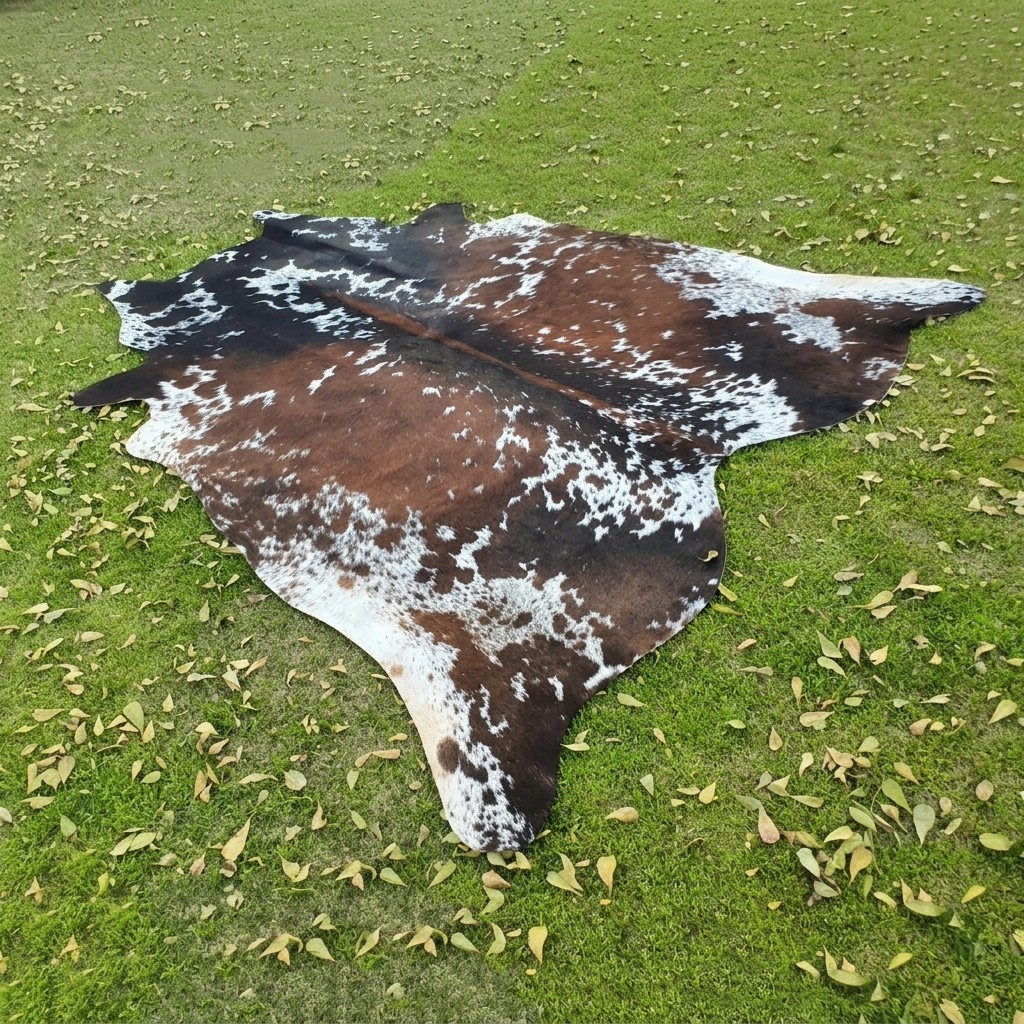 Natural Speckled Tricolor Cowhide Rug Genuine Hair On Cow Skin Area Rug