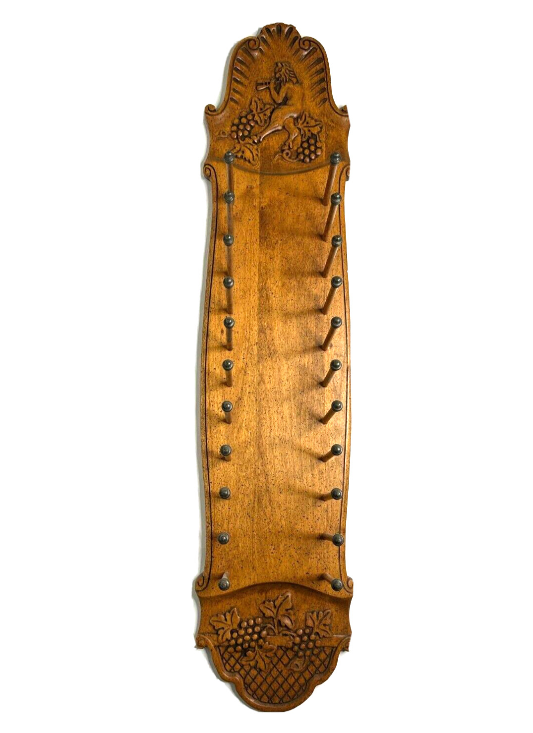 Rare Antique Enkeboll Hand Carved Wooden Wall Spool Rolling Pin Magazine Holder