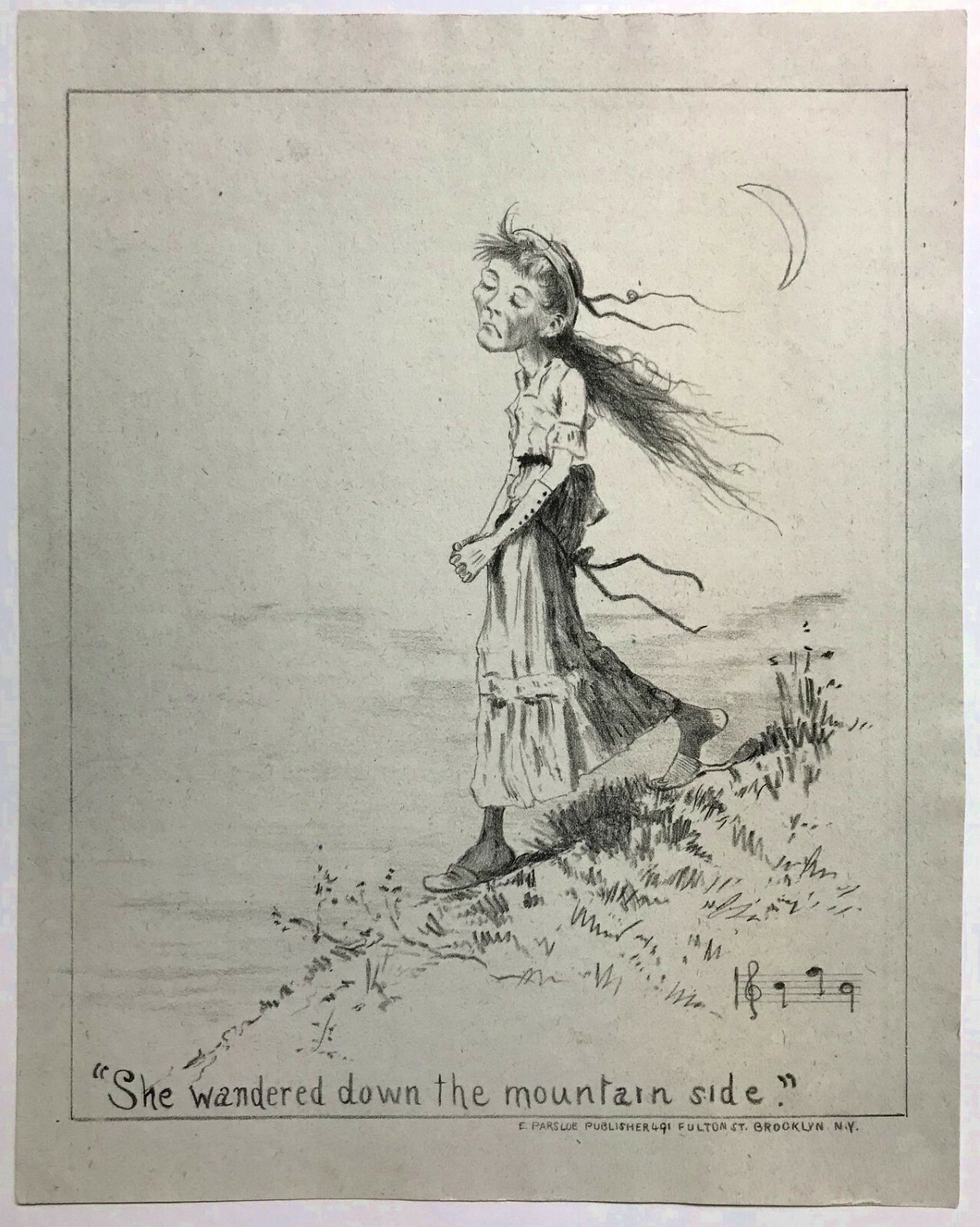 RARE Americana ~ BROOKLYN MUSICAL LAMPOON ~ c1872 Victorian SATIRICAL LITHOGRAPH