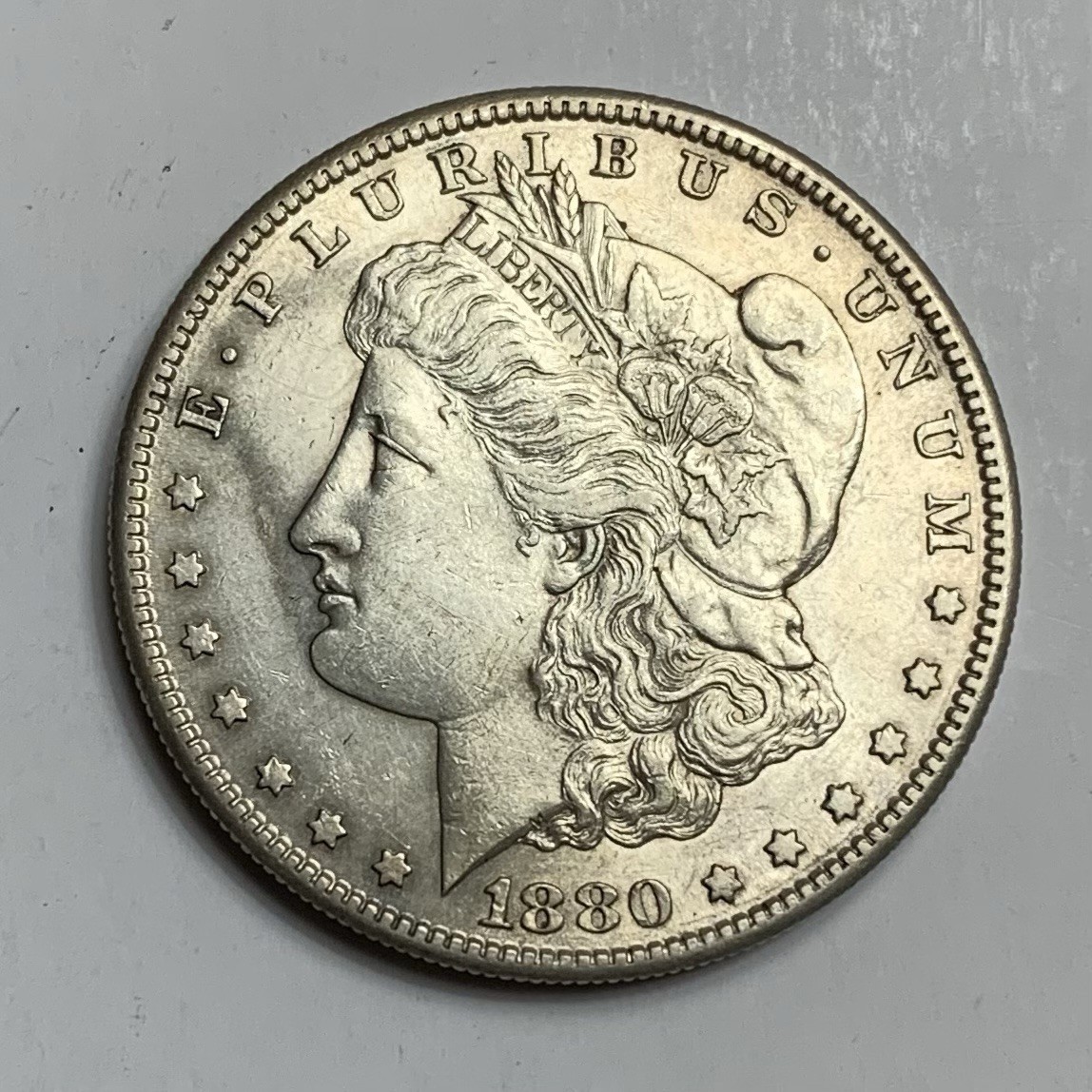1880 S Morgan Silver Dollar. AU see photos. As shown.