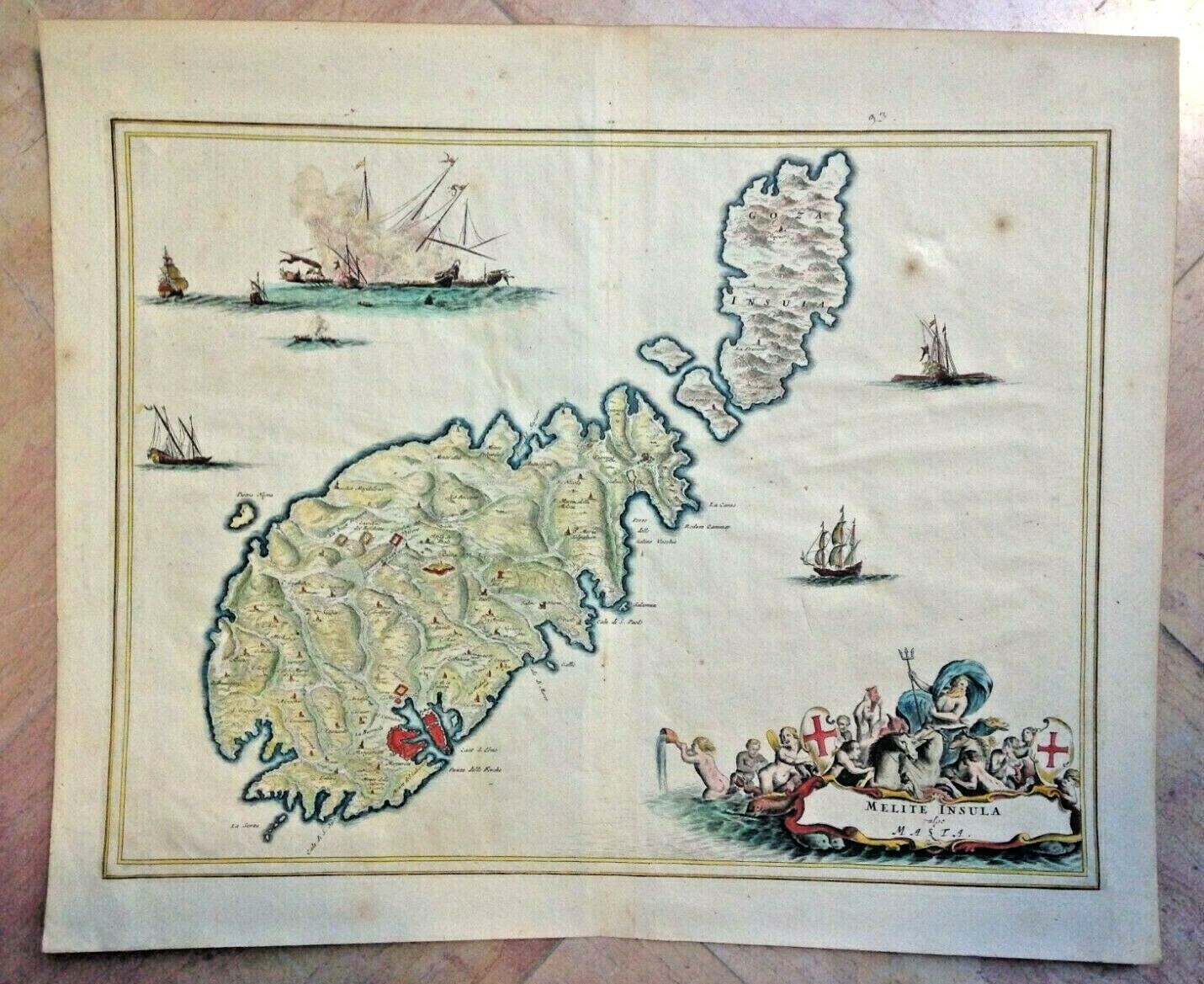 MALTA  1686 DAPPER Olfert UNUSUAL ANTIQUE ENGRAVED MAP 17TH CENTURY
