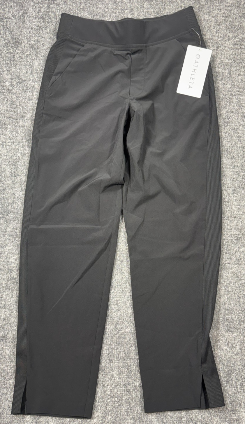 Athleta Brooklyn Womens Ankle Pants 00 Petite Black Elastic Waist Ankle Slit Athleta Brooklyn Womens Ankle Pants 00 Petite Black Elastic Waist Ankle Slit