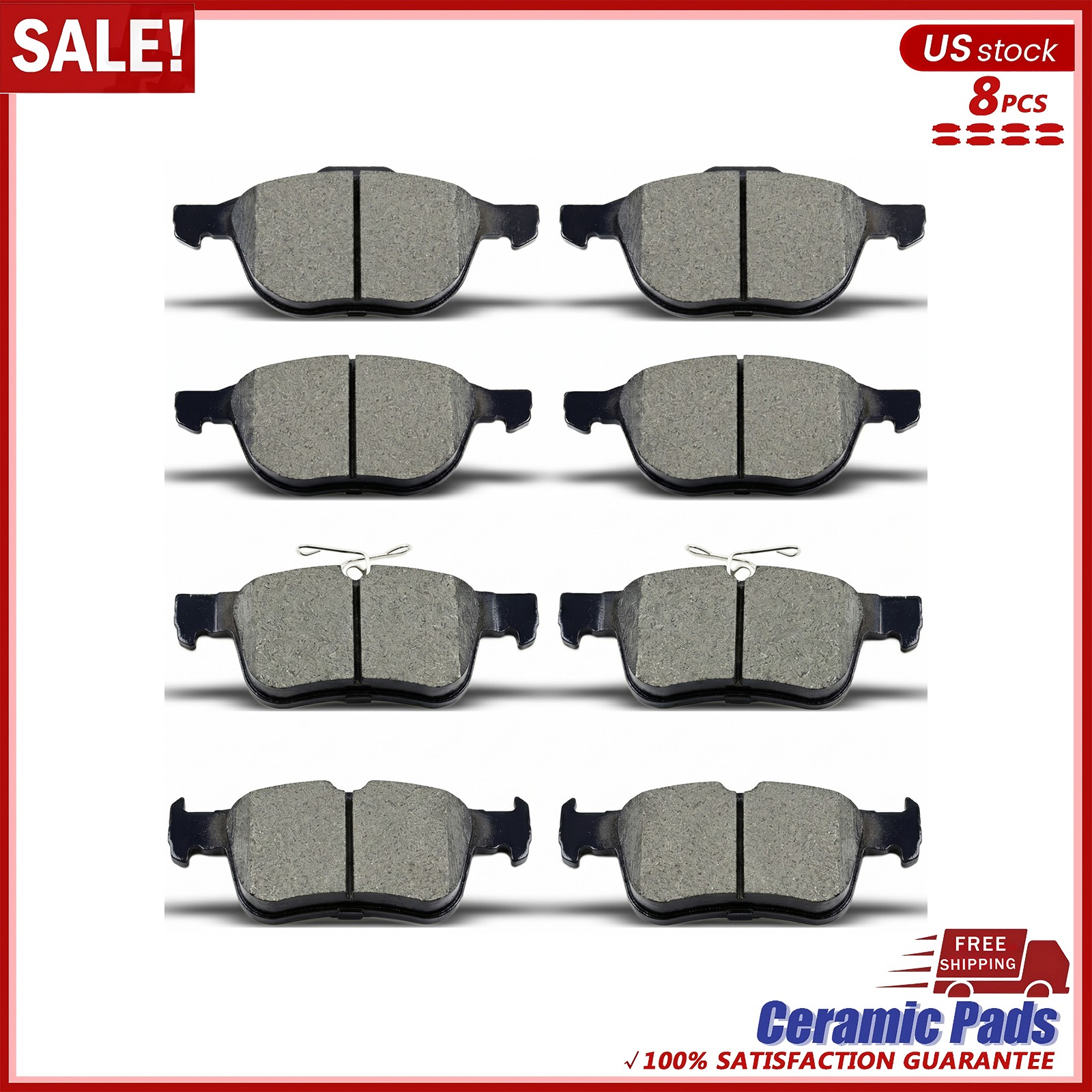 Front and Rear Disc Ceramic Brake Pads For 2017 2018 2019 Ford Escape 2.5L 1.5L