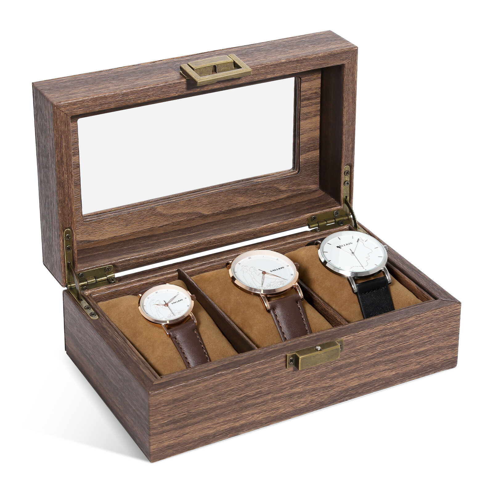 3/6/10/12 Slot Unisex Watch Box Display Case Organizer Glass Jewelry Storage Box