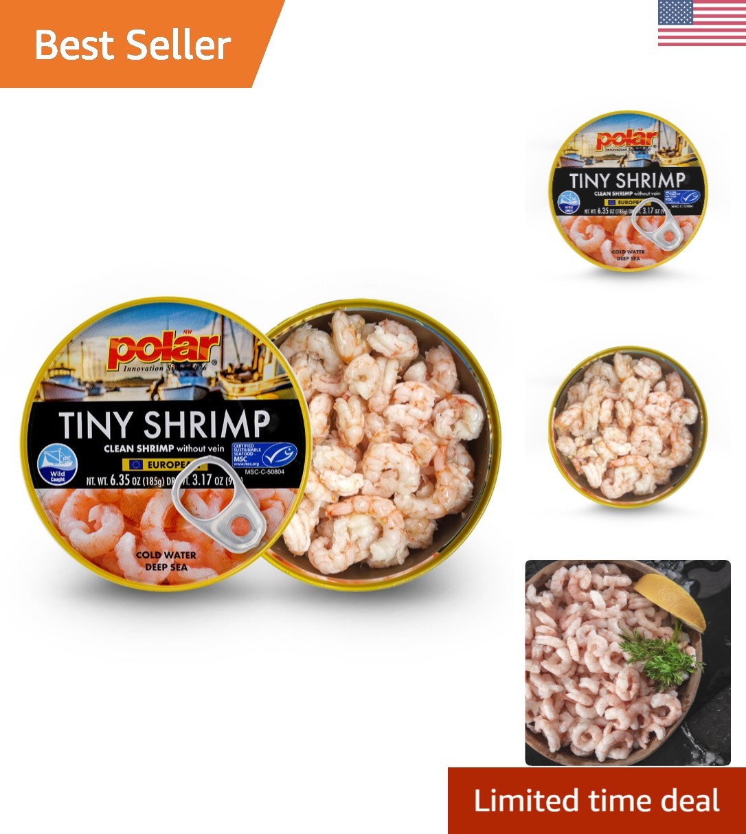 6.35oz Canned Tiny Shrimp - Sustainably Caught, High-Protein Convenience at Home 6.35oz Canned Tiny Shrimp - Sustainably Caught, High-Protein Convenience at Home