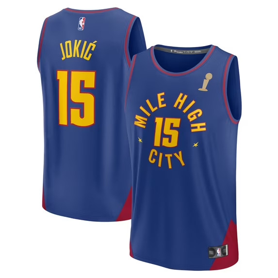 Fanatics Denver Nuggets Nikola Jokic #15 2023 Champions Youth Basketball Jersey Fanatics Denver Nuggets Nikola Jokic #15 2023 Champions Youth Basketball Jersey