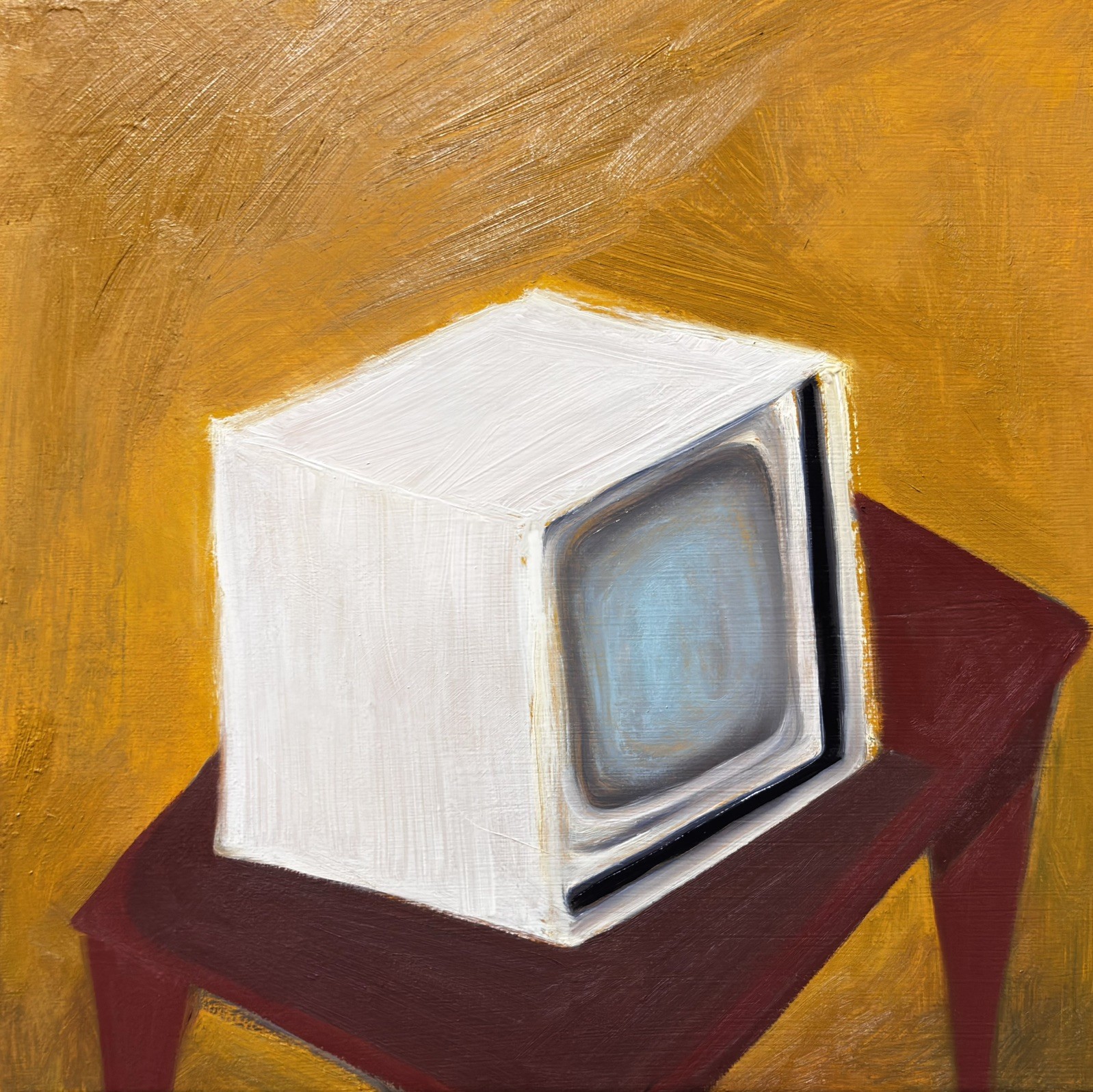Original oil painting impressionist naïve style “ Retro TV “ with COA Original oil painting impressionist naïve style “ Retro TV “ with COA