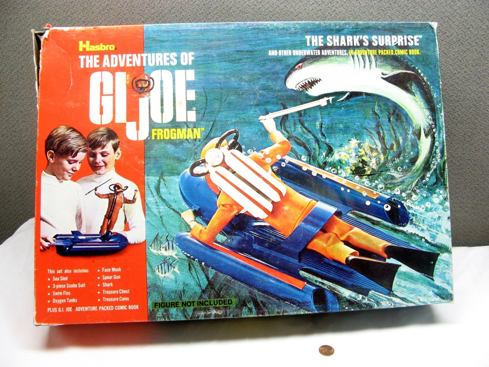 Original 1969 Hasbro GI JOE Frogman Sharks Surprise play set BOX ONLY