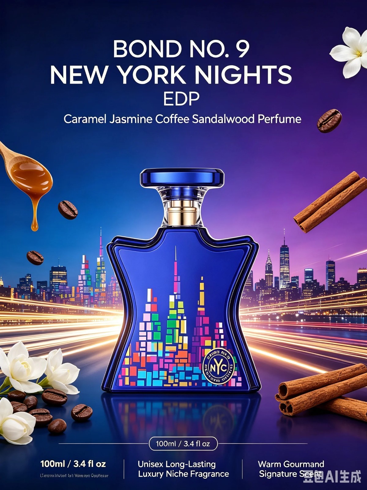 Bond No. 9 New York Nights EDP 100ml Unisex Caramel Coffee Jasmine Luxury Perfum