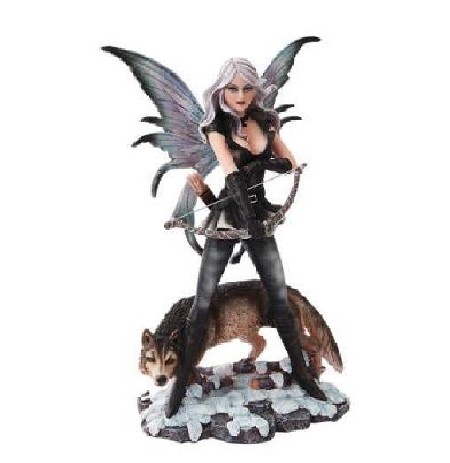 PT Pacific Giftware Hunting Fairy with Wolf Figurine PT Pacific Giftware Hunting Fairy with Wolf Figurine