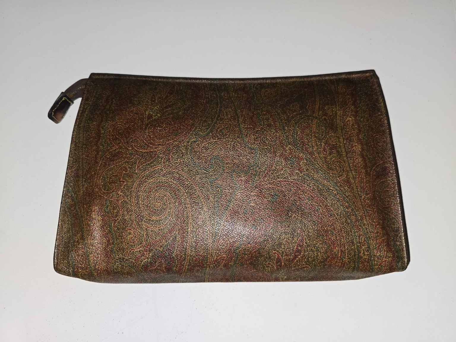 ETRO Milano Vintage Paisley Coated Canvas Zip Pouch Cosmetic Clutch