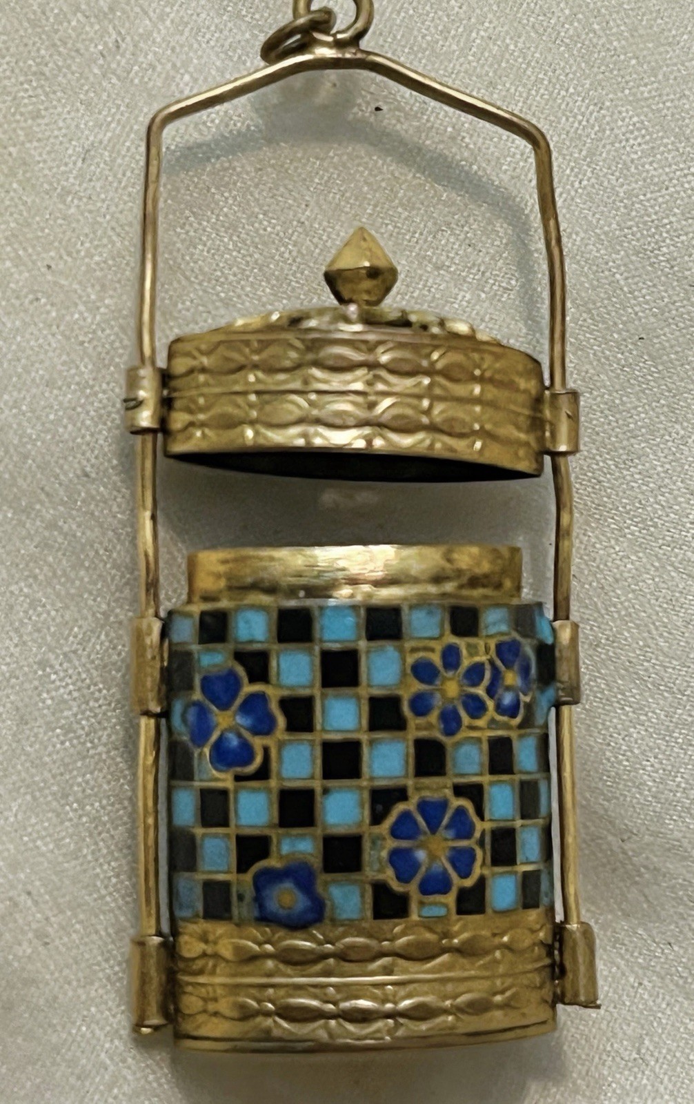 Antique/Vintage Brass & Enamel Sewing Needle Case/ Pendant Mid Century China Antique/Vintage Brass & Enamel Sewing Needle Case/ Pendant Mid Century China