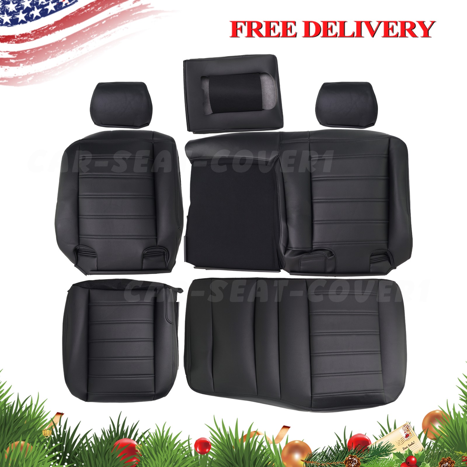 Hummer H2 For 2003 2004 2005 2006 2007 Rear Row Bottom&Top Seat Cover BLACK