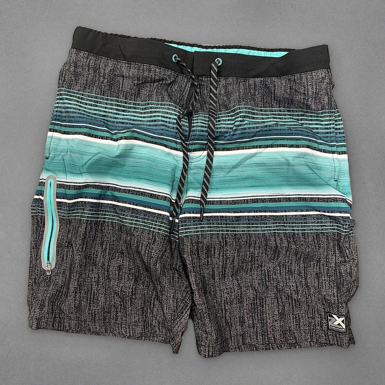 O\'Neill Xtreme Speed Board Shorts Teal Striped Surf Men\'s M O\'Neill Xtreme Speed Board Shorts Teal Striped Surf Men\'s M