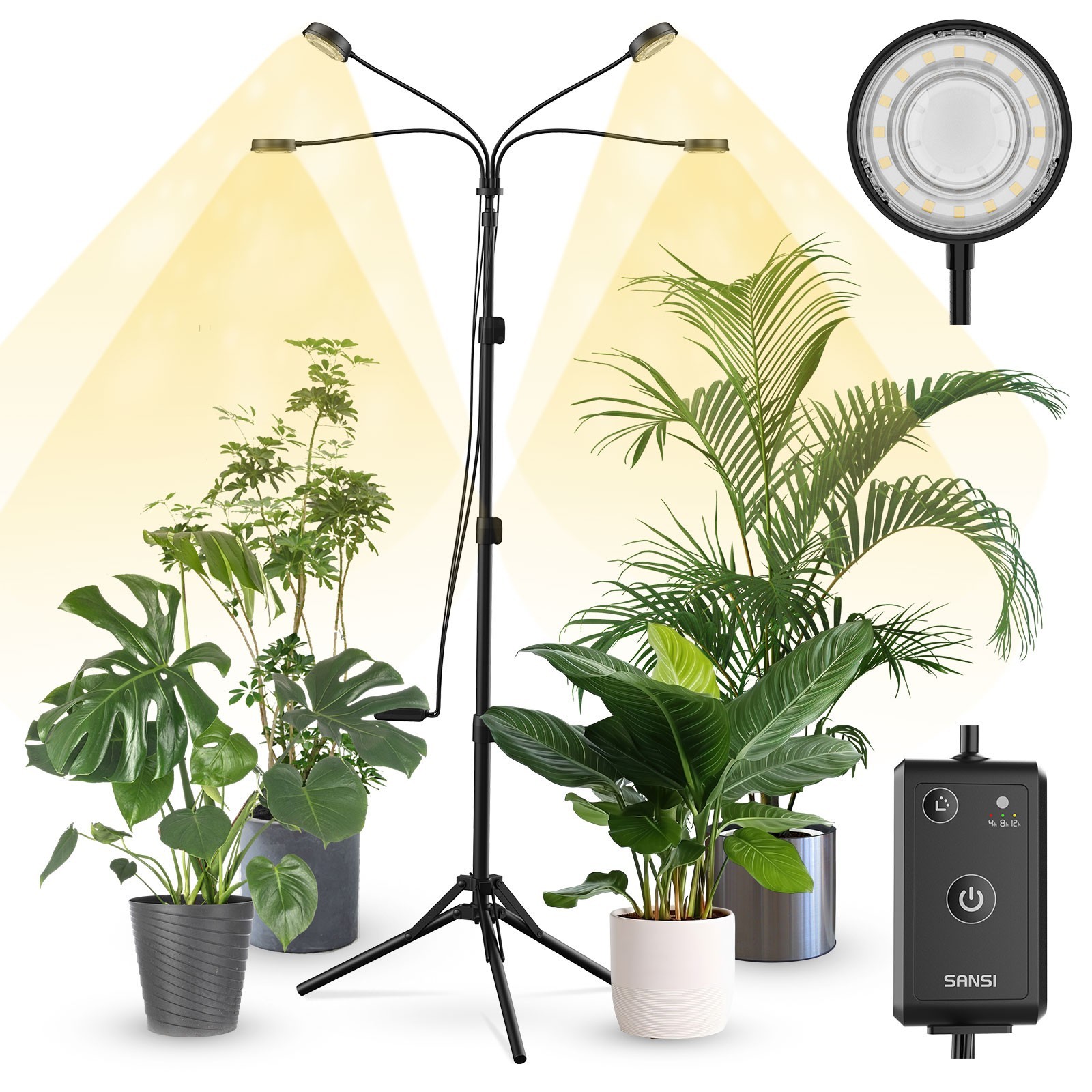 SANSI 40W LED Grow Light for Indoor Plants Full Spectrum With Stand Timer Dimmer