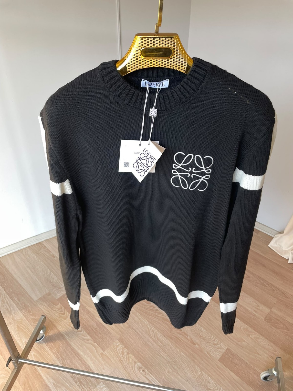Loewe Anagram Mens Knitwear Black Sweater Size Large