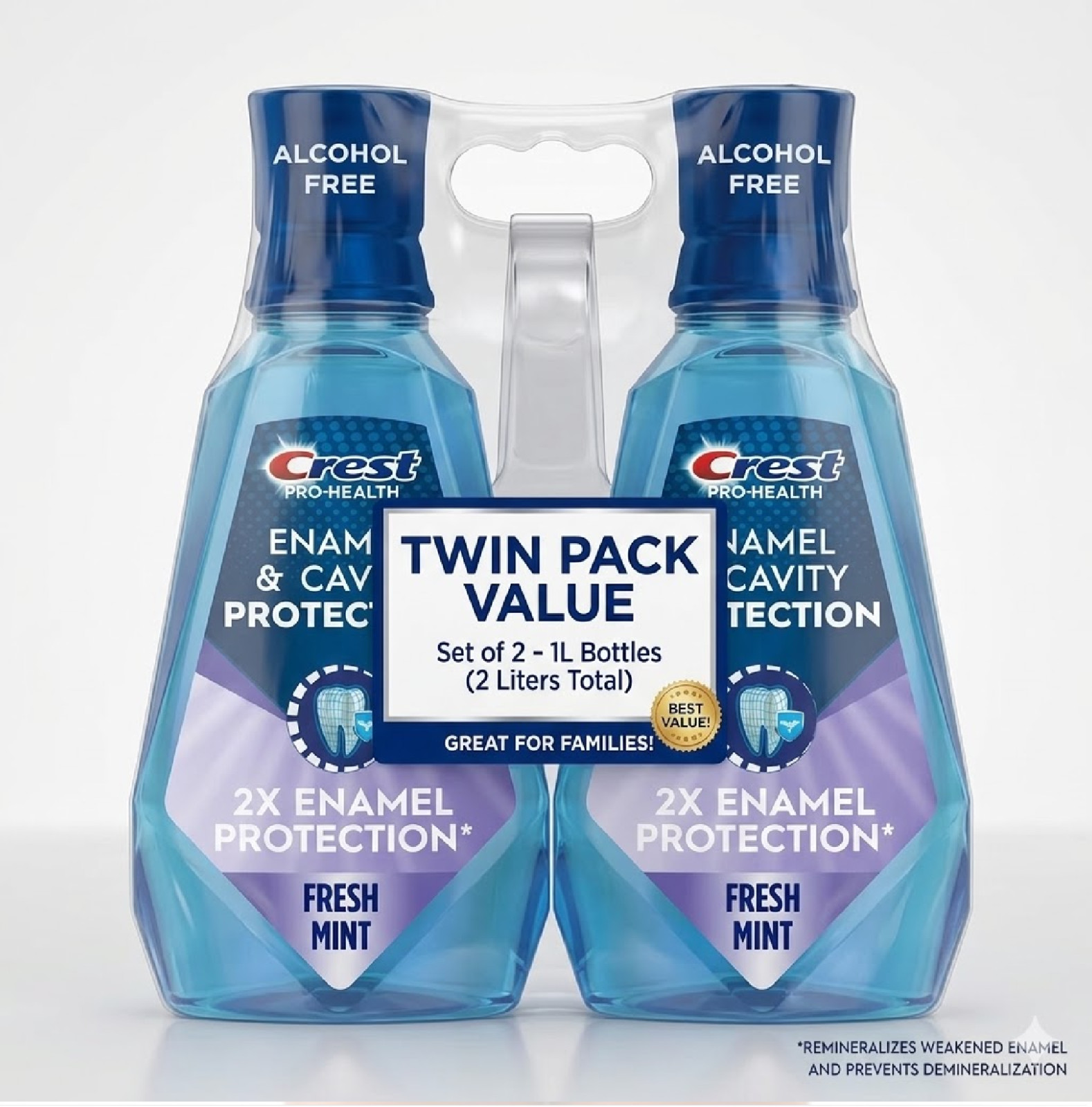 2 pk Crest Pro-Health Advanced Alcohol Free Enamel Mouthwash Mint 33.8 fl oz