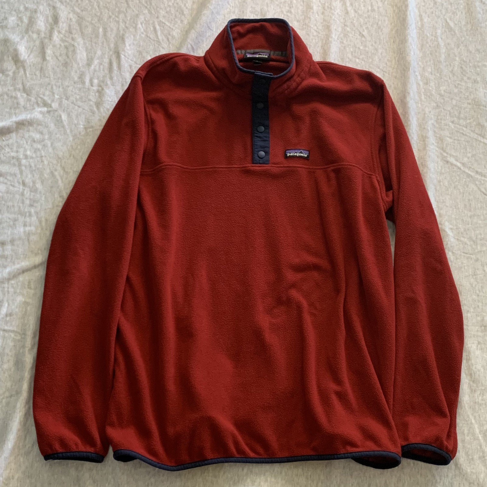 Men\'s XL Patagonia Snap-T Pullover Fleece Jacket Red/Navy Men\'s XL Patagonia Snap-T Pullover Fleece Jacket Red/Navy