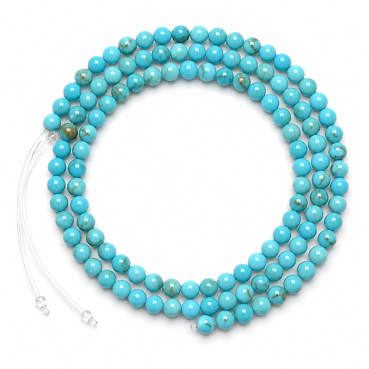 Natural Blue Turquoise Gemstone Beads 4mm Round Polished Strand Genuine Stone