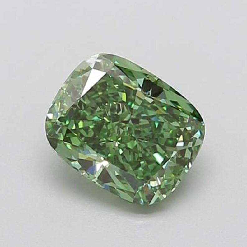 CERTIFIED 2.00 Ct Natural Green Diamond Cushion Cut LOOSE VVS1/ 8.0 mm