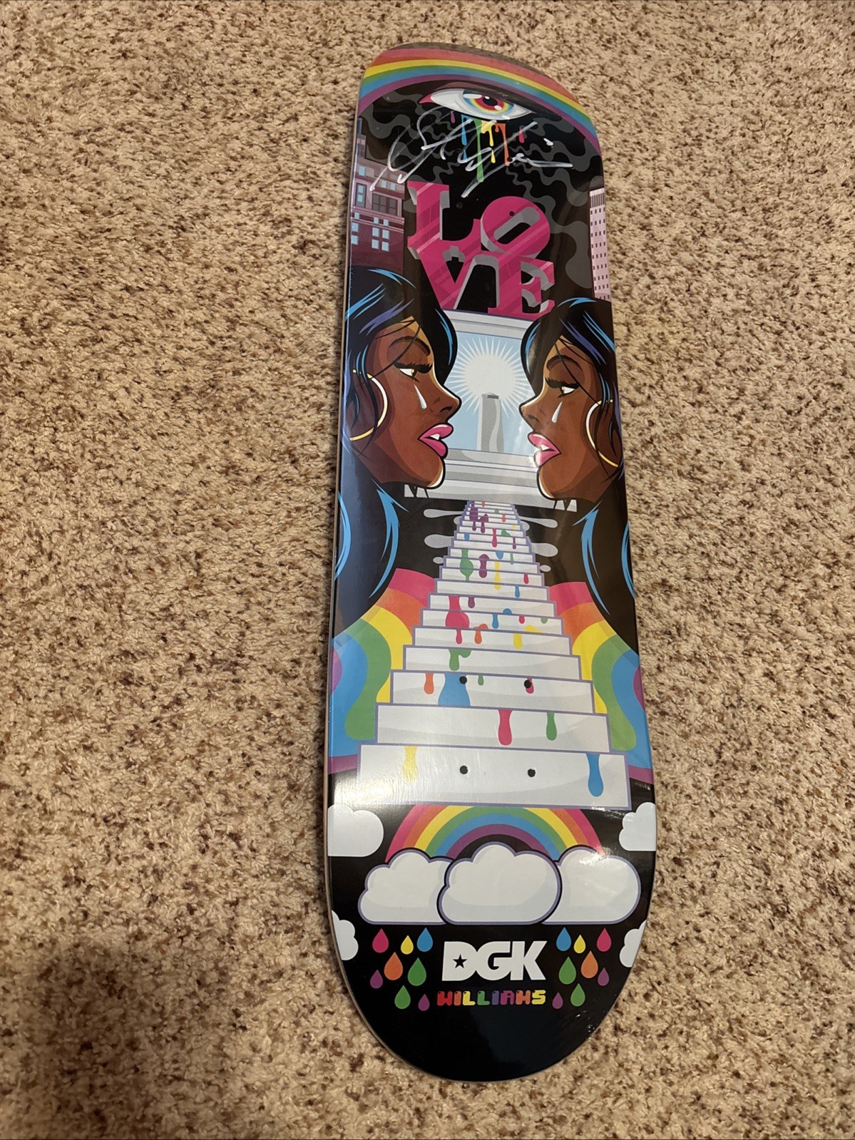 Signed Stevie Williams DGK Love Rainbow Skateboard Deck Dirty Ghetto Kids Nice Signed Stevie Williams DGK Love Rainbow Skateboard Deck Dirty Ghetto Kids Nice