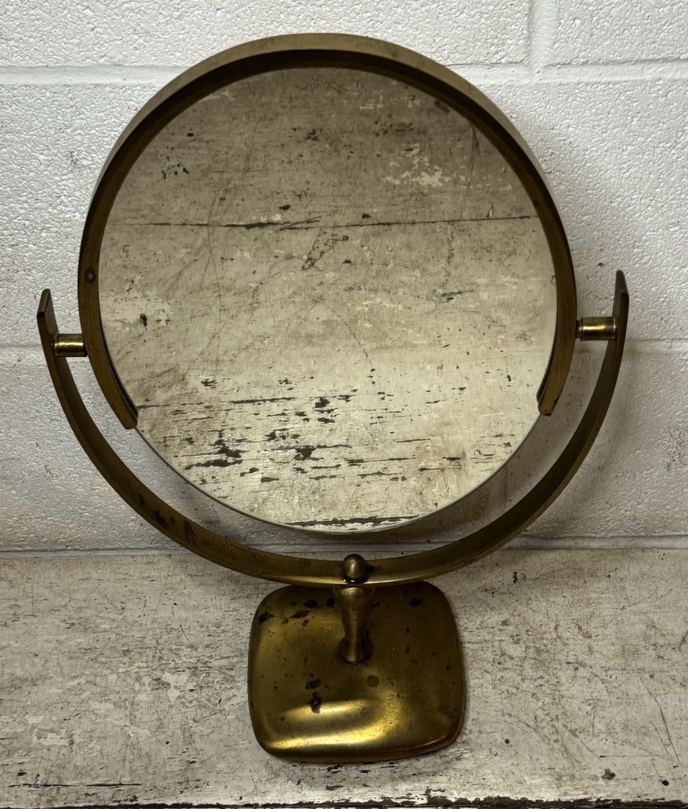 Vintage MCM Heavy Brass Vanity Mirror Charles Hollis Jones Swivel Tilting 20” Vintage MCM Heavy Brass Vanity Mirror Charles Hollis Jones Swivel Tilting 20”