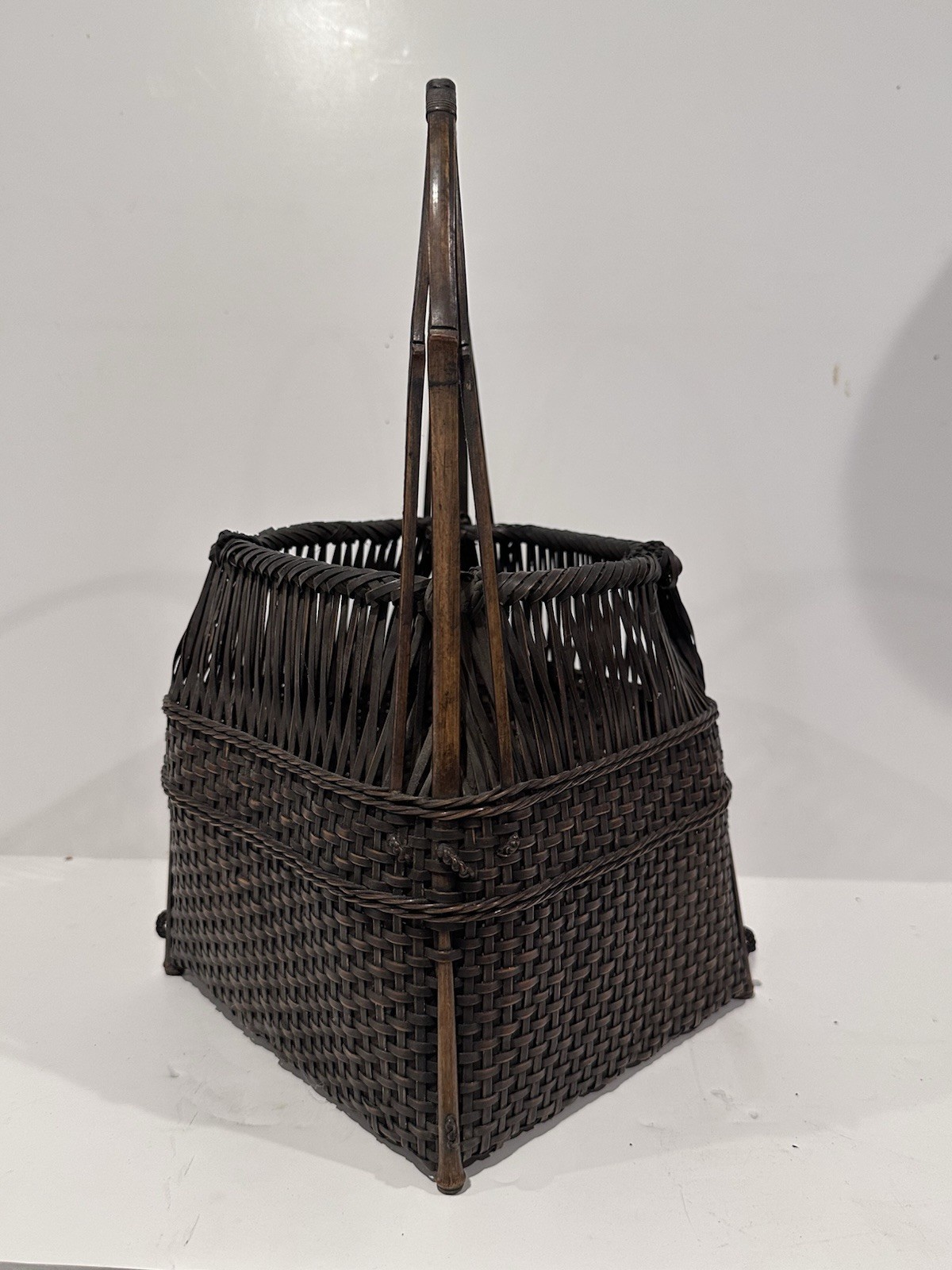 Vintage Japanese Ikebana Woven Bamboo Basket